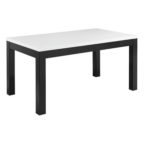 Ensemble Séjour Complet Laqué Noir Et Blanc Table 190cm + Buffet + Vitrine Avec LEDs - Deyton