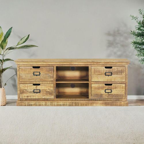 Meuble TV En Manguier 4 Tiroirs Et 2 Niches - Valmon