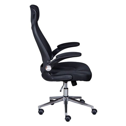 Fauteuil De Bureau Tissu Mesh Noir Et Appui-tête Pieds Chromés - Waltus
