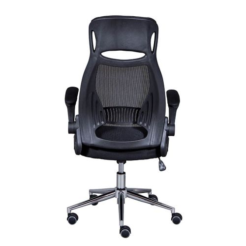 Fauteuil De Bureau Tissu Mesh Noir Et Appui-tête Pieds Chromés - Waltus