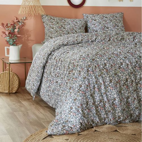Parure De Lit Imprimé Fleurs Housse De Couette 200x200cm + 2 Taies D'oreiller - Megan