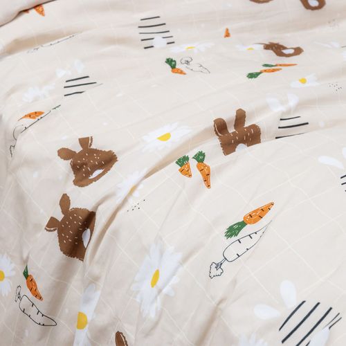 Parure De Lit Imprimé Lapin Housse De Couette 140x200cm + 1 Taie D'oreiller - Bunny