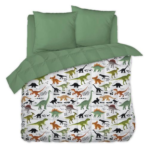 Couette Imprimée Motifs Dinosaures 240x220 Cm + 2 Taies D'oreiller 60x60 Cm - Mezo