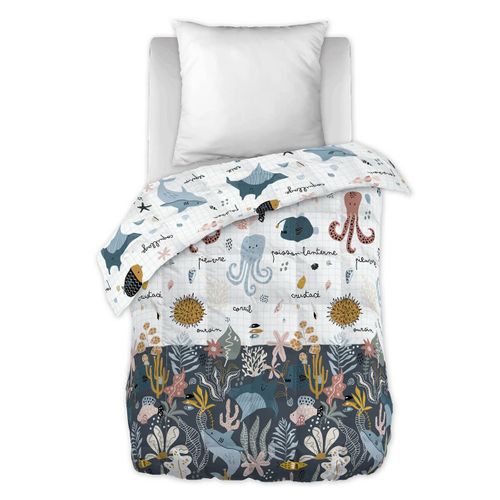 Couette Imprimée Motifs Océan 140x200 Cm + 1 Taie D'oreiller 60x60 Cm - Nemo