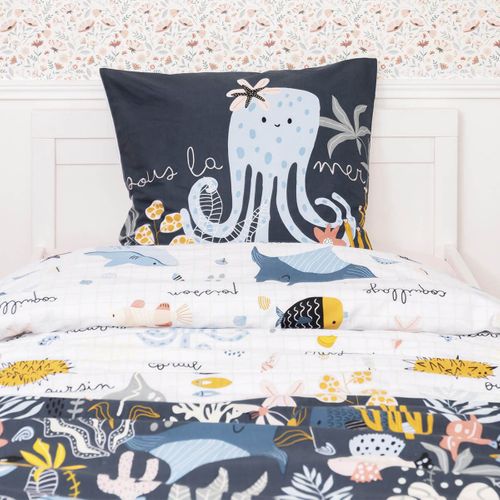 Parure De Lit Imprimé Océan Housse De Couette 240x220cm + 2 Taies D'oreiller - Nemo