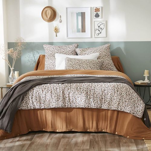 Coussin Déhoussable 40x60cm Gaze De Coton Imprimé Tâcheté Brun - Solene