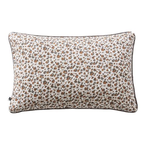 Coussin Déhoussable 40x60cm Gaze De Coton Imprimé Tâcheté Brun - Solene