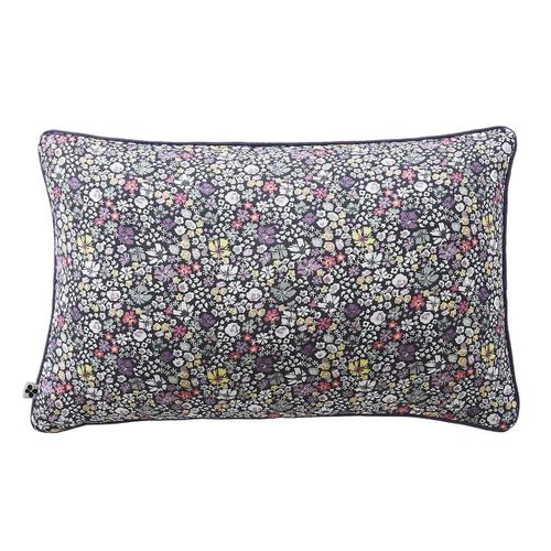 Coussin Déhoussable 40x60cm Gaze De Coton Imprimé Bleu-violet Imprimé Fleurs - Soizic
