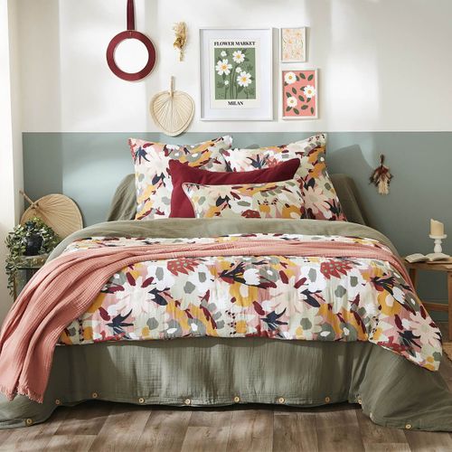 Coussin Déhoussable 45x45cm Gaze De Coton Imprimé Rose Imprimé Floral - Sarah