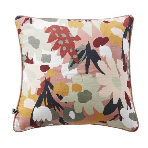 Coussin Déhoussable 45x45cm Gaze De Coton Imprimé Rose Imprimé Floral - Sarah