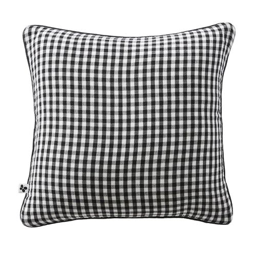 Coussin Déhoussable 45x45cm Gaze De Coton Vichy Coloris Truffe - Joel