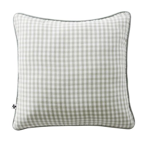 Coussin Déhoussable 45x45cm Gaze De Coton Vichy Coloris Eucalyptus - Joel