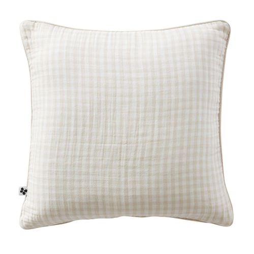 Coussin Déhoussable 45x45cm Gaze De Coton Vichy Coloris Pampa - Joel