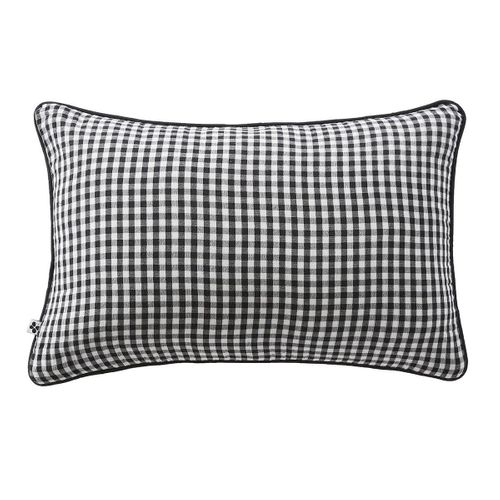 Coussin Déhoussable 40x60cm Gaze De Coton Vichy Coloris Truffe - Joel