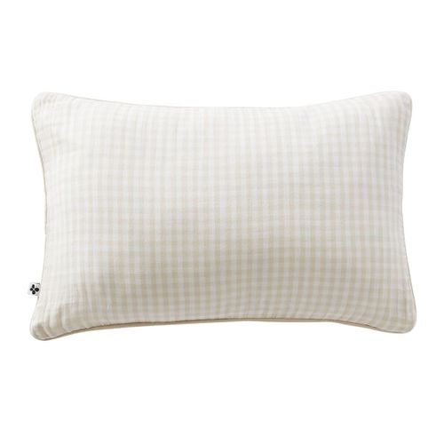 Coussin Déhoussable 40x60cm Gaze De Coton Vichy Coloris Pampa - Joel