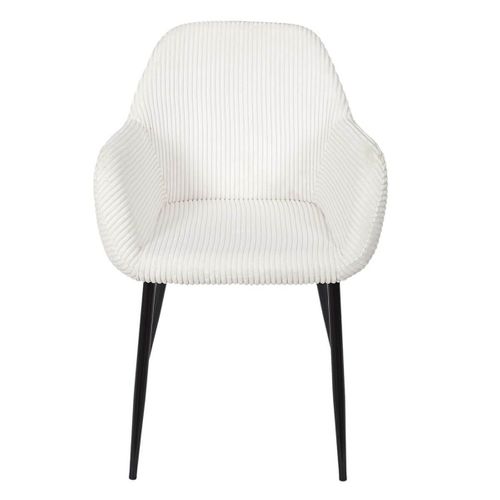 Lot De 2 Fauteuils De Table En Velours Côtelé Coloris Crème - Amory