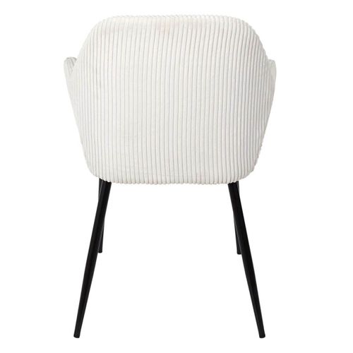 Lot De 2 Fauteuils De Table En Velours Côtelé Coloris Crème - Amory