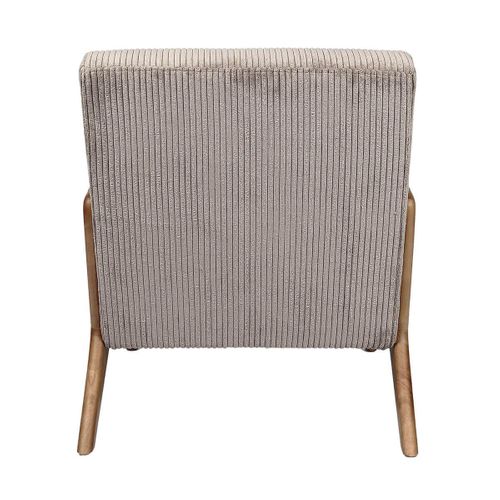 Fauteuil En Velours Côtelé Coloris Taupe Pieds Et Accoudoirs En Hévéa - Amory