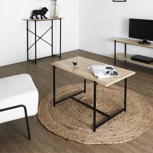 Tables Basse Plateau Mdf Aspect Bois Piètement Métal - Elias