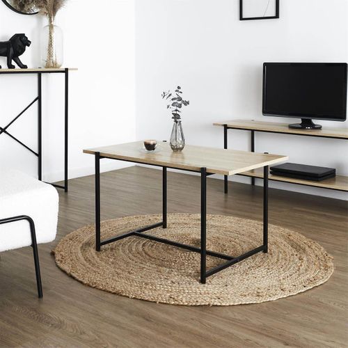 Tables Basse Plateau Mdf Aspect Bois Piètement Métal - Elias