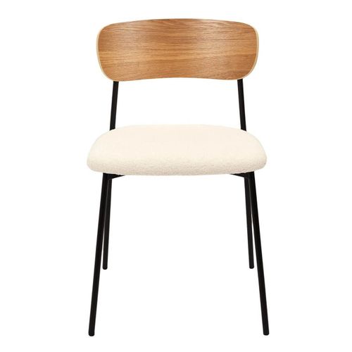 Lot De 4 Chaises Bois Et Métal Assise En Tissu Bouclettes - Kilpa