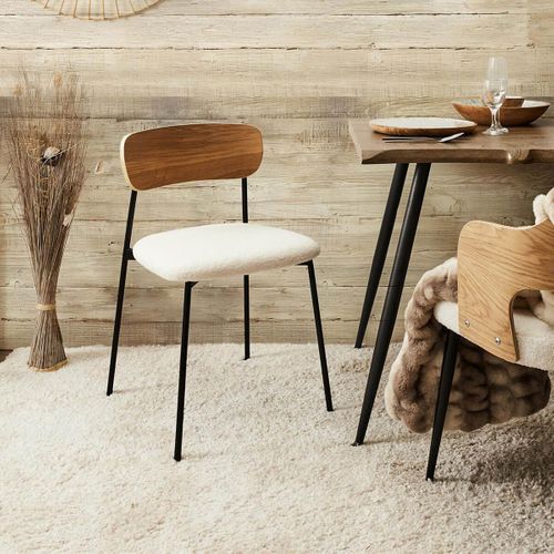 Lot De 4 Chaises Bois Et Métal Assise En Tissu Bouclettes - Kilpa