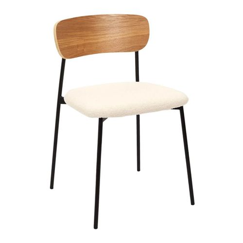 Lot De 4 Chaises Bois Et Métal Assise En Tissu Bouclettes - Kilpa
