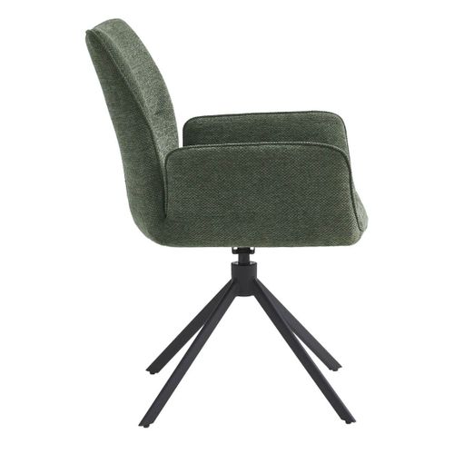 Lot De 4 Fauteuils De Table Pivotants Tissu Coloris Vert - Carlotta