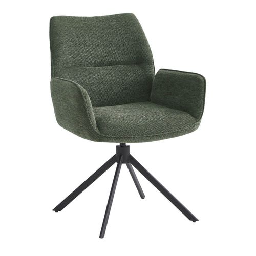 Lot De 4 Fauteuils De Table Pivotants Tissu Coloris Vert - Carlotta