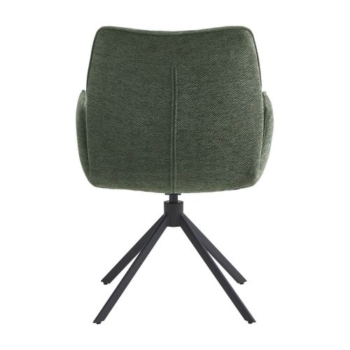 Lot De 4 Fauteuils De Table Pivotants Tissu Coloris Vert - Carlotta