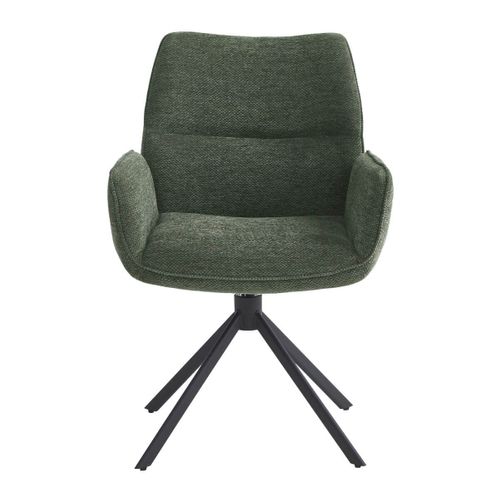 Lot De 4 Fauteuils De Table Pivotants Tissu Coloris Vert - Carlotta