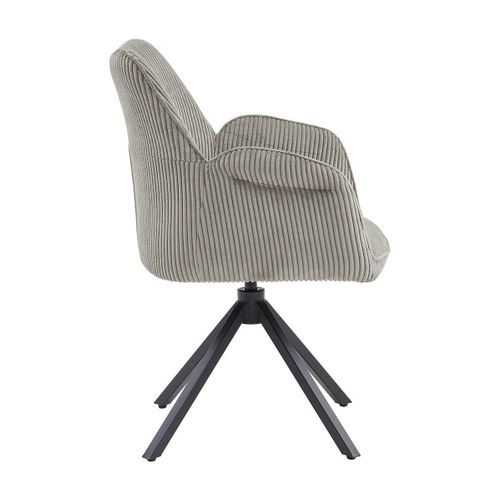 Lot De 4 Fauteuils De Table Pivotants Tissu Velours Côtelé Beige - Delia