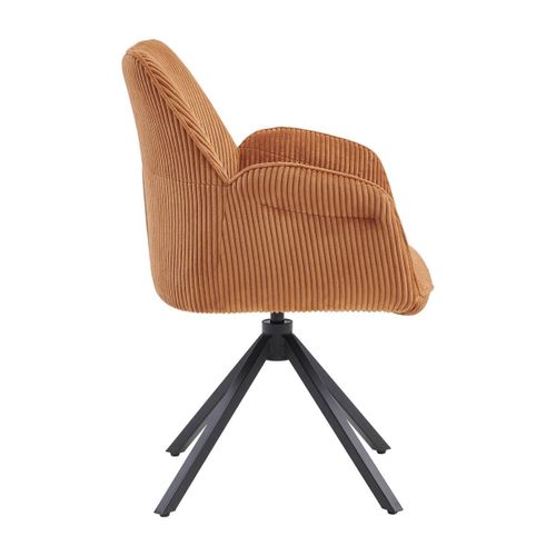 Lot De 4 Fauteuils De Table Pivotants Tissu Velours Côtelé Terracotta - Delia