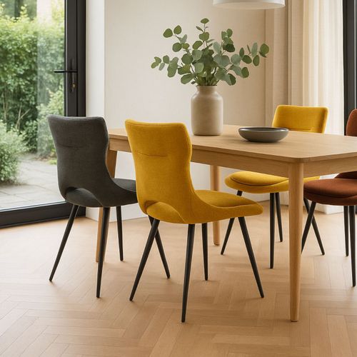 Lot De 6 Chaises Tissu Coloris Gris Anthracite - Amanda