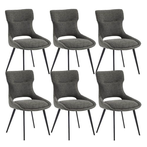 Lot De 6 Chaises Tissu Coloris Gris Anthracite - Amanda