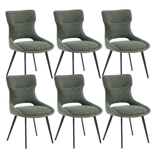 Lot De 6 Chaises Tissu Coloris Vert - Amanda