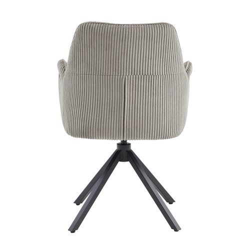 Lot De 6 Fauteuils De Table Pivotants Tissu Velours Côtelé Beige - Delia