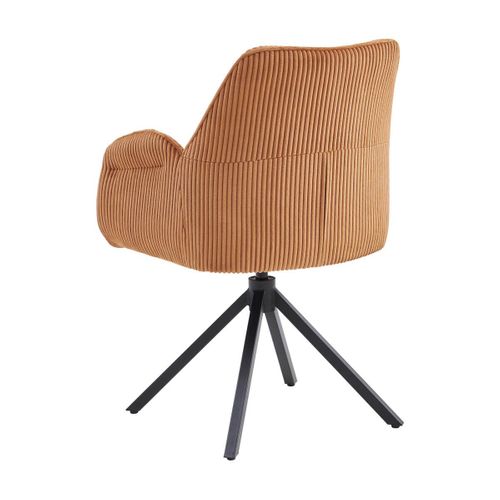 Lot De 6 Fauteuils De Table Pivotants Tissu Velours Côtelé Terracotta - Delia