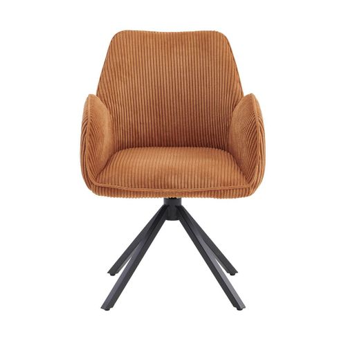 Lot De 6 Fauteuils De Table Pivotants Tissu Velours Côtelé Terracotta - Delia