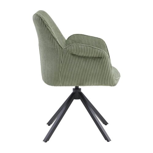 Lot De 6 Fauteuils De Table Pivotants Tissu Velours Côtelé Vert - Delia