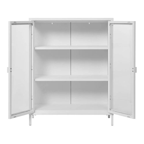 Vitrine 2 Portes Verre Et Métal Blanc H101cm - Hendra