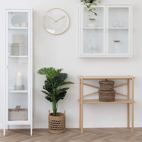 Vitrine 1 Portes Verre Et Métal Blanc H180cm - Hendra