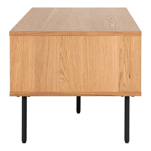 Table Basse 2 Tiroirs Effet Tasseaux Teinté Chêne Clair - Lowan