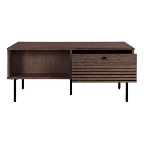 Table Basse 2 Tiroirs Effet Tasseaux Teinté Chêne Foncé - Lowan