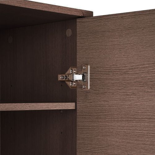 Buffet Haut 2 Portes Effet Tasseaux Teinté Chêne Foncé - Lowan