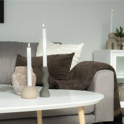 Coussin Déco Carré Rayé Graphique Velours Ivoire - Coline