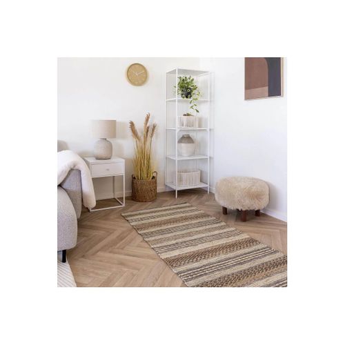 Tapis D'entrée Jute Et Laine Tissé à La Main 60x90 Cm Beige Et Marron - Guispo