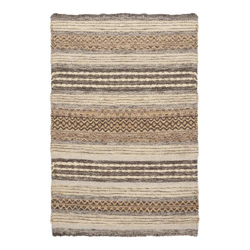 Tapis D'entrée Jute Et Laine Tissé à La Main 60x90 Cm Beige Et Marron - Guispo