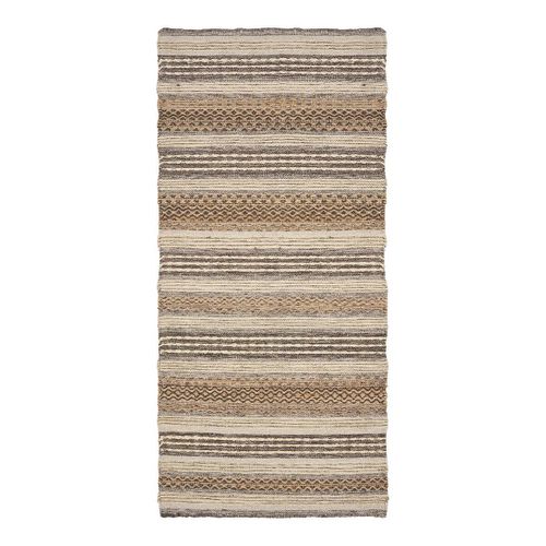 Tapis De Couloir Jute Et Laine Tissé à La Main 80x180 Cm Beige Et Marron - Guispo