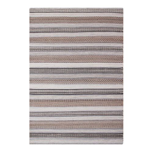 Tapis Jute Et Laine Tissé à La Main 160x230 Cm Beige Et Marron - Guispo